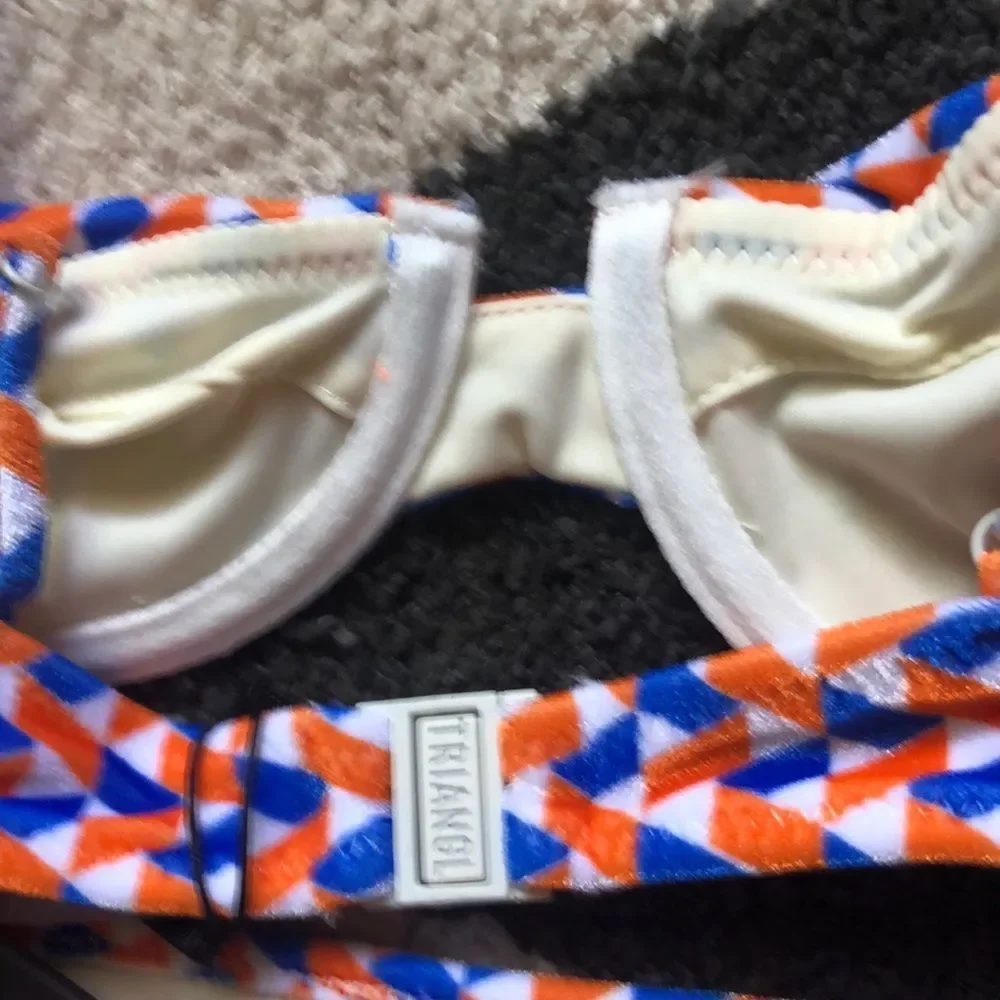 triangl swimwear Orange, Blue & White Patterned Bikini